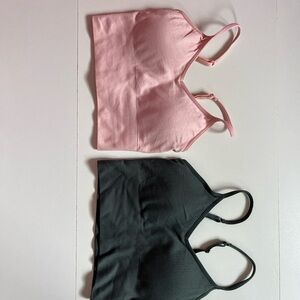 Zella Nordstrom Rack Pink and Green Ribbed Sports Bra/Top